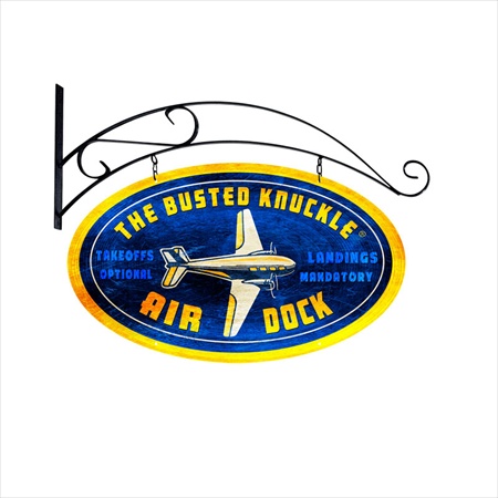 Bust115 Air Dock Aviation Double Sided Oval Metal Sign With Wall Mount