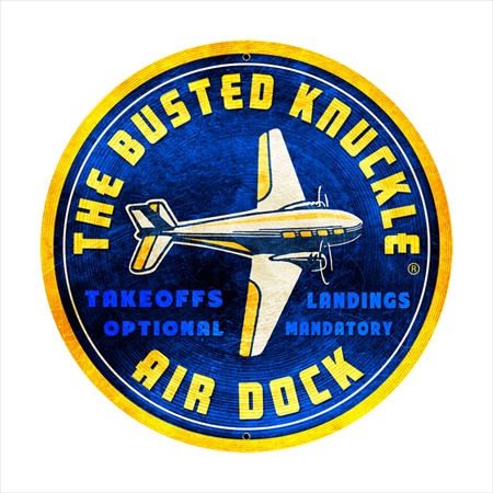 Bust119 Air Dock Aviation Round Metal Sign