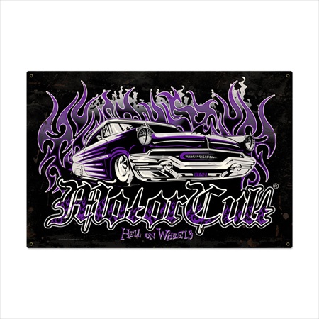 Cult024 Hell On Wheels Automotive Hotrod Vintage Metal Sign