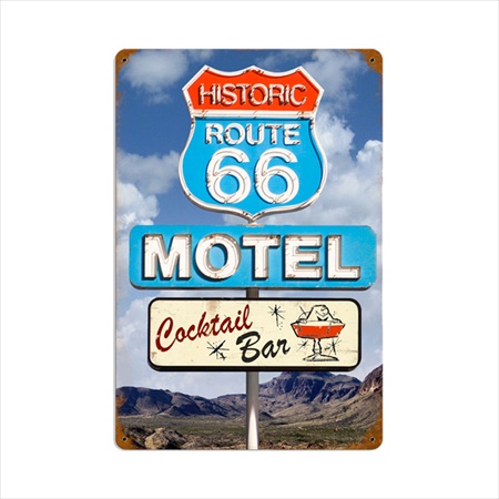 Fab005 Route 66 Cocktail Automotive Vintage Metal Sign