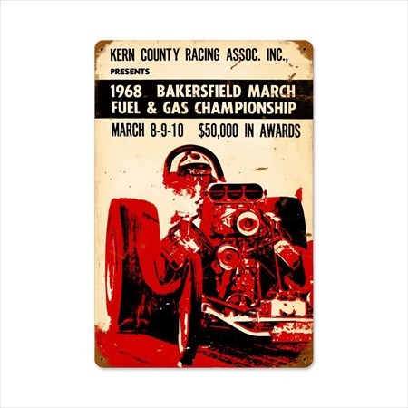 Fam009 Bakersfield 1968 Automotive Vintage Metal Sign