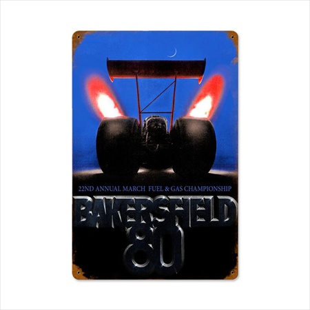 Fam020 Bakersfield 80 Automotive Vintage Metal Sign