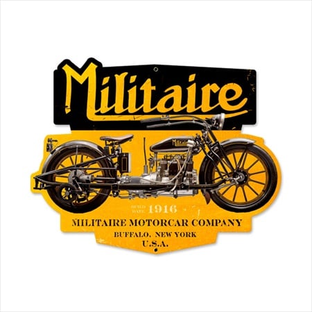 Past Time Signs FRC043 Militare Motorcycle Custom Metal Shape Past Time Signs FRC043 Militare Motorcycle Custom Metal Shape