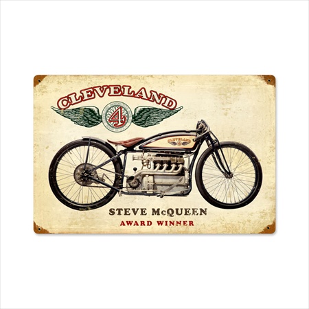 Past Time Signs FRC054 Cleveland Steve Mcqueen Motorcycle Vintage Metal Sign Past Time Signs FRC054 Cleveland Steve Mcqueen Motorcycle Vintage Metal Sign