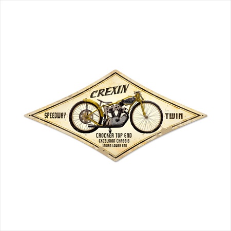 Past Time Signs FRC061 Crexin Motorcycle Diamond Metal Sign Past Time Signs FRC061 Crexin Motorcycle Diamond Metal Sign