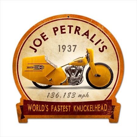 Past Time Signs FRC071 Joe Petrali Motorcycle Round Banner Metal Sign Past Time Signs FRC071 Joe Petrali Motorcycle Round Banner Metal Sign