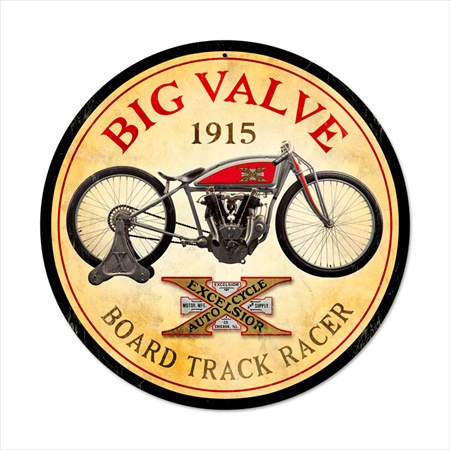 Past Time Signs FRC076 Excelsior Big Valve Motorcycle Round Metal Sign Past Time Signs FRC076 Excelsior Big Valve Motorcycle Round Metal Sign