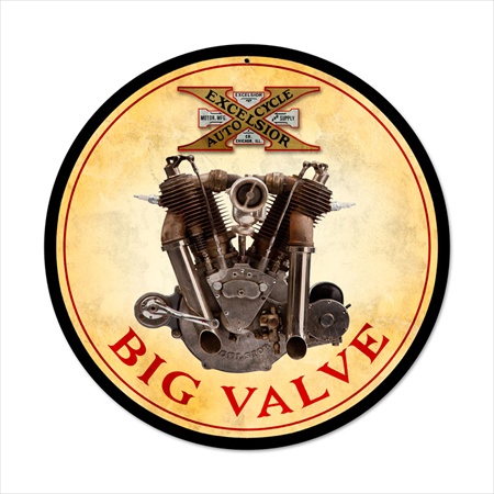 Past Time Signs FRC077 Big Valve Engine Motorcycle Round Metal Sign Past Time Signs FRC077 Big Valve Engine Motorcycle Round Metal Sign