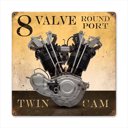 Past Time Signs FRC079 8 Valve Round Port Motorcycle Vintage Metal Sign Past Time Signs FRC079 8 Valve Round Port Motorcycle Vintage Metal Sign