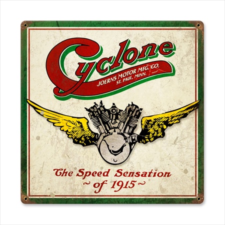 Past Time Signs FRC082 Cyclone Logo Motorcycle Vintage Metal Sign Past Time Signs FRC082 Cyclone Logo Motorcycle Vintage Metal Sign