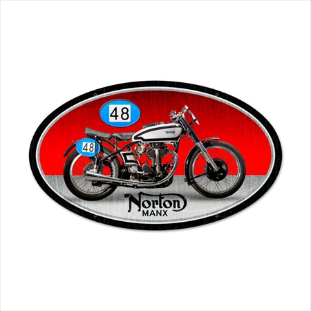 Past Time Signs FRC092 Norton Manx Motorcycle Oval Metal Sign Past Time Signs FRC092 Norton Manx Motorcycle Oval Metal Sign