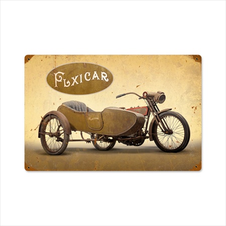 Past Time Signs FRC096 Flexicar Motorcycle Vintage Metal Sign Past Time Signs FRC096 Flexicar Motorcycle Vintage Metal Sign