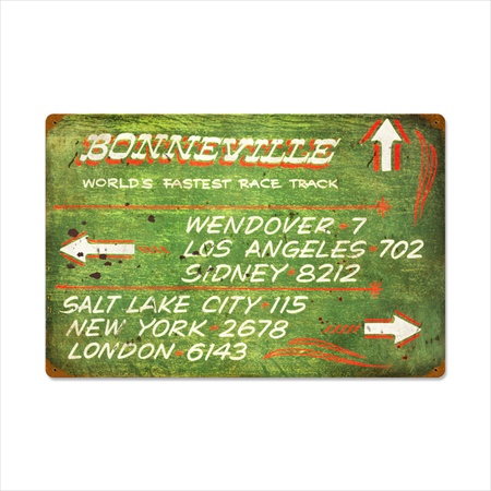 Past Time Signs FRC100 Bonneville Green Distance Sign Automotive Vintage Metal Sign Past Time Signs FRC100 Bonneville Green Distance Sign Automotive Vintage Metal Sign