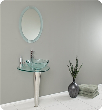 Netto Modern Glass Bathroom Vanity With Wavy Edge Vessel Sink