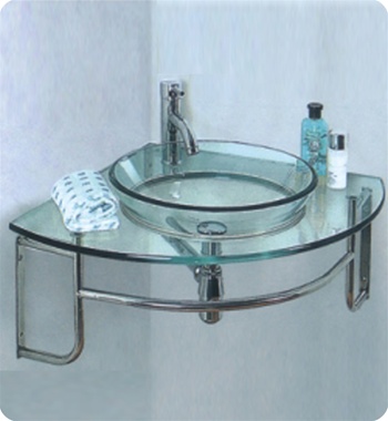 Ordinato Corner Mount Modern Glass Bathroom Vanity