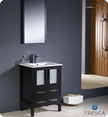 Torino 24 In. Espresso Modern Bathroom Vanity With Integrated Sink