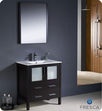 Fvn6230es-uns Torino 30 In. Espresso Modern Bathroom Vanity With Integrated Sink