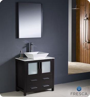 Fvn6230es-vsl Torino 30 In. Espresso Modern Bathroom Vanity With Vessel Sink
