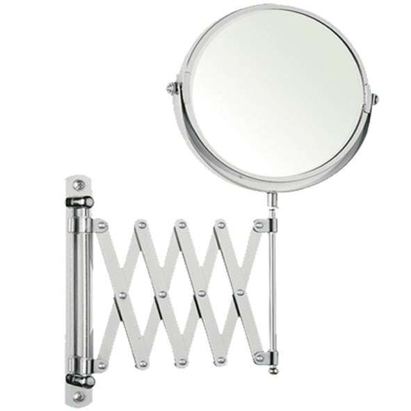 5x And 1x Magnification Silver Wall-mounted Extendable Mirror