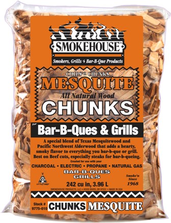 9775-010-0000 All Natural Flavored Wood Smoking Mesquite Chunks, Pack Of 12
