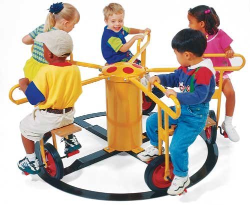 Rpe-5021yw Merry Go Circel Cycle 5 Seat -yellow Outdoor Commercial Playground Playset