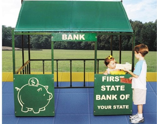 Rpe-5213wtgs Bank Playhouse With Table- Ground Stake