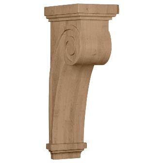 6.25 In. W X 10 In. D X 22 In. H Scroll Corbel, Cherry, Architectural Accent