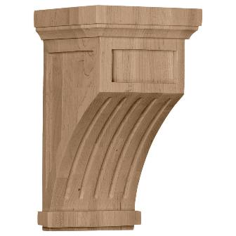 7 In. W X 7.5 In. D X 13 In. H Fluted Mission Corbel, Cherry, Architectural Accent