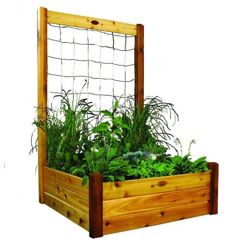 Rgbt Tk 48-48s Safe Finish 48 X 48 X 19 In. Raised Garden Bed With 48 W X 80 H In. Trellis Kit