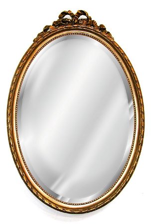 Oval With Bow Antique Gold Decorative Mirror
