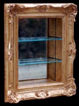 Hickory Manor Hm7012 Gl Ornante Curio Shelf Gold Leaf Decorative Mirror