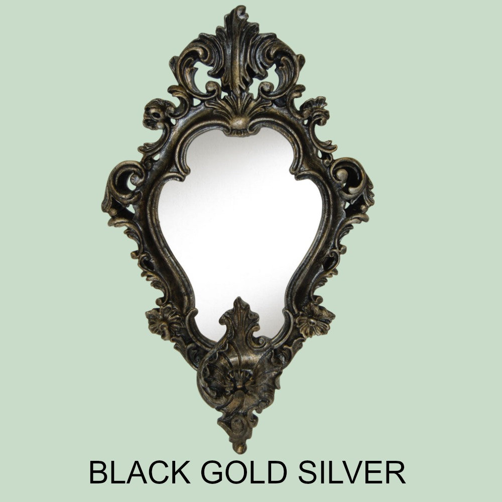 Hickory Manor Hm8027bgs Empire Black Gold Silver Decorative Mirror