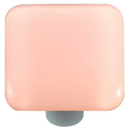 Hk1000-ka Petal Pink Square Glass Cabinet Knob - Aluminum Post