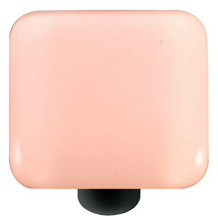 Hk1000-kb Petal Pink Square Glass Cabinet Knob - Black Post