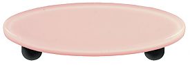 Petal Pink Oval Glass Cabinet Pull - Black Post