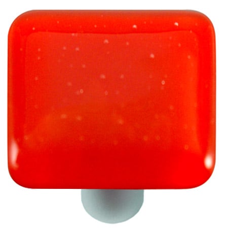 Hk1002-ka Tomato Red Square Glass Cabinet Knob - Aluminum Post