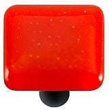 Hk1002-kb Tomato Red Square Glass Cabinet Knob - Black Post