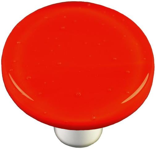 Hk1002-kra Tomato Red Round Glass Cabinet Knob - Aluminum Post