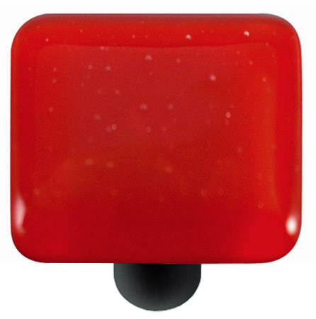 Hk1003-kb Brick Red Square Glass Cabinet Knob - Black Post
