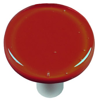 Hk1003-kra Brick Red Round Glass Cabinet Knob - Aluminum Post