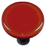 Hk1003-krb Brick Red Round Glass Cabinet Knob - Black Post
