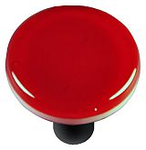Hk1004-krb Red Round Glass Cabinet Knob - Black Post