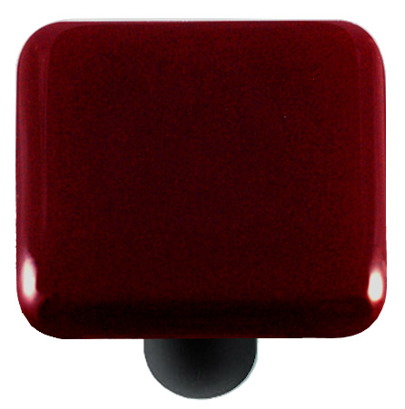 Hk1005-kb Garnet Red Square Glass Cabinet Knob - Black Post
