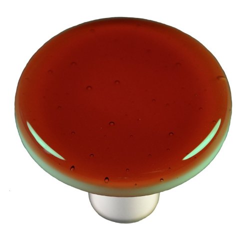 Hk1006-kra Sunset Coral Round Glass Cabinet Knob - Aluminum Post