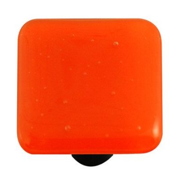Hk1008-ka Opal Orange Square Glass Cabinet Knob - Aluminum Post