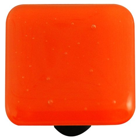 Hk1008-kb Opal Orange Square Glass Cabinet Knob - Black Post