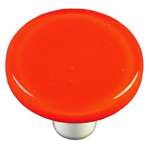 Hk1008-krb Opal Orange Round Glass Cabinet Knob - Black Post