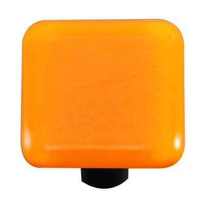 Hk1009-ka Pumpkin Orange Square Glass Cabinet Knob - Aluminum Post