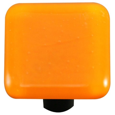 Hk1009-kb Pumpkin Orange Square Glass Cabinet Knob - Black Post