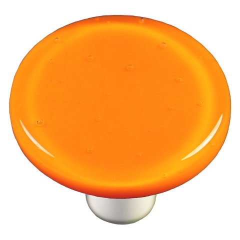 Hk1009-kra Pumpkin Orange Round Glass Cabinet Knob - Aluminum Post